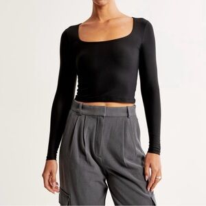 Abercrombie & Fitch Black Square Neck Top